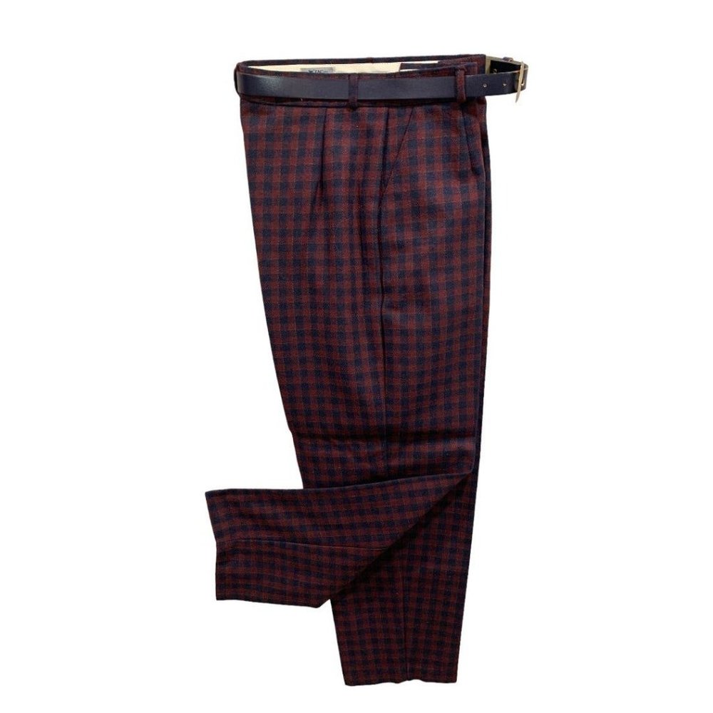Size 12 Zac Ltd for Her Plaid Wool Dress Pants Lined 1980s Vintage